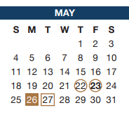 District School Academic Calendar for Parkway Elementary for May 2025