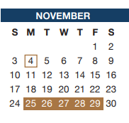 District School Academic Calendar for Meadowcreek Elementary for November 2024