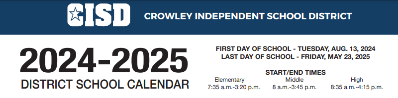 District School Academic Calendar for Crowley Alternative School