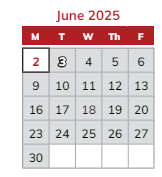 District School Academic Calendar for Timothy Ball Elementary Sch for June 2025