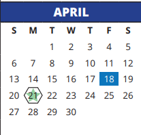 District School Academic Calendar for Millsap Elementary School for April 2025