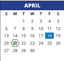 District School Academic Calendar for Sampson Elementary for April 2025