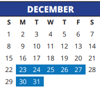 District School Academic Calendar for Reed Elementary School for December 2024