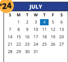 District School Academic Calendar for Metcalf Elementary for July 2024