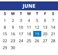 District School Academic Calendar for Yeager Elementary School for June 2025