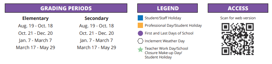 District School Academic Calendar Key for Holbrook Elementary School