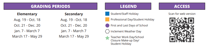 District School Academic Calendar Key for Sampson Elementary