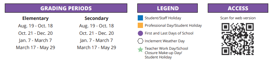 District School Academic Calendar Key for Lieder Elementary