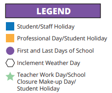 District School Academic Calendar Legend for Bleyl Middle School