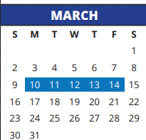 District School Academic Calendar for Hamilton Middle School for March 2025