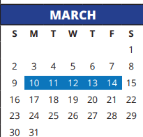 District School Academic Calendar for Dean Middle School for March 2025