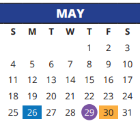 District School Academic Calendar for Holbrook Elementary School for May 2025