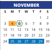 District School Academic Calendar for Sampson Elementary for November 2024