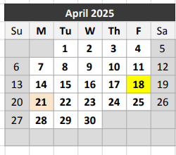 District School Academic Calendar for Leonides Cigarroa Elementary School for April 2025