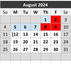 District School Academic Calendar for John W Carpenter Elementary School for August 2024