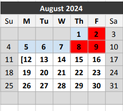 District School Academic Calendar for Anne Frank Elementary School for August 2024