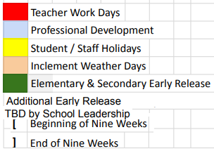 District School Academic Calendar Legend for Albert S Johnston Elementary School