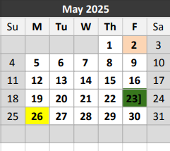 District School Academic Calendar for Frederick Douglass Elementary School for May 2025