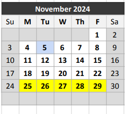 District School Academic Calendar for Albert S Johnston Elementary School for November 2024