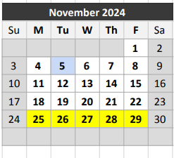 District School Academic Calendar for H B Gonzalez Elementary School for November 2024