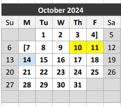 District School Academic Calendar for Nathaniel Hawthorne Elementary School for October 2024