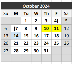 District School Academic Calendar for Robert T Hill Middle for October 2024