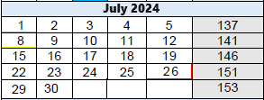 District School Academic Calendar for Sudlow Intermediate for July 2024