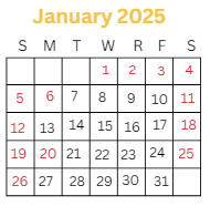 District School Academic Calendar for Audubon Elementary School for January 2025