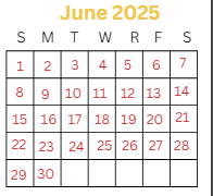District School Academic Calendar for Audubon Elementary School for June 2025