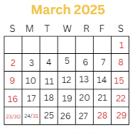 District School Academic Calendar for Audubon Elementary School for March 2025