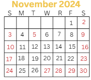 District School Academic Calendar for Audubon Elementary School for November 2024