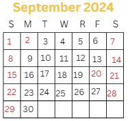 District School Academic Calendar for Audubon Elementary School for September 2024