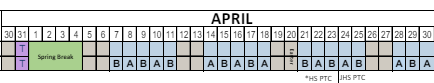District School Academic Calendar for King School for April 2025