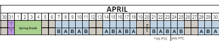 District School Academic Calendar for 3-6 Prog (clearfield Hs) for April 2025