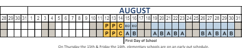 District School Academic Calendar for 3-6 Prog (clearfield Hs) for August 2024