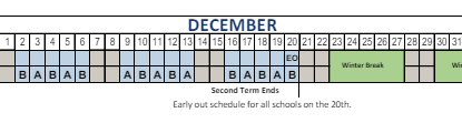 District School Academic Calendar for King School for December 2024