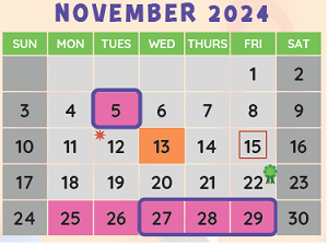 District School Academic Calendar for Phoenix Enrichment Center for November 2024