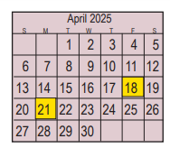District School Academic Calendar for Harris Co J J A E P for April 2025