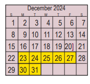 District School Academic Calendar for Early Childhood Center for December 2024