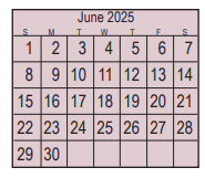 District School Academic Calendar for Early Childhood Center for June 2025