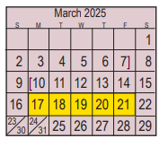 District School Academic Calendar for Early Childhood Center for March 2025