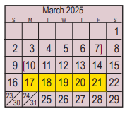 District School Academic Calendar for San Jacinto Elementary for March 2025