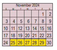 District School Academic Calendar for Deepwater Jr High for November 2024