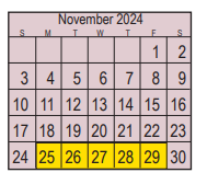 District School Academic Calendar for Harris Co J J A E P for November 2024