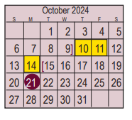 District School Academic Calendar for Harris Co J J A E P for October 2024