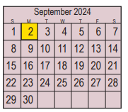 District School Academic Calendar for Early Childhood Center for September 2024