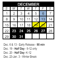 District School Academic Calendar for Stetson Hills Elementary for December 2024
