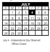 District School Academic Calendar for Stetson Hills Elementary for July 2024