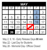 District School Academic Calendar for Stetson Hills Elementary for May 2025