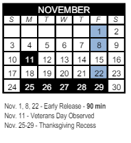 District School Academic Calendar for Stetson Hills Elementary for November 2024